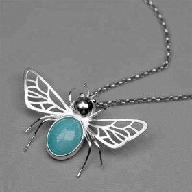 Girl-925-silver-Honeybee-Natural-turquoise-pendant (3)